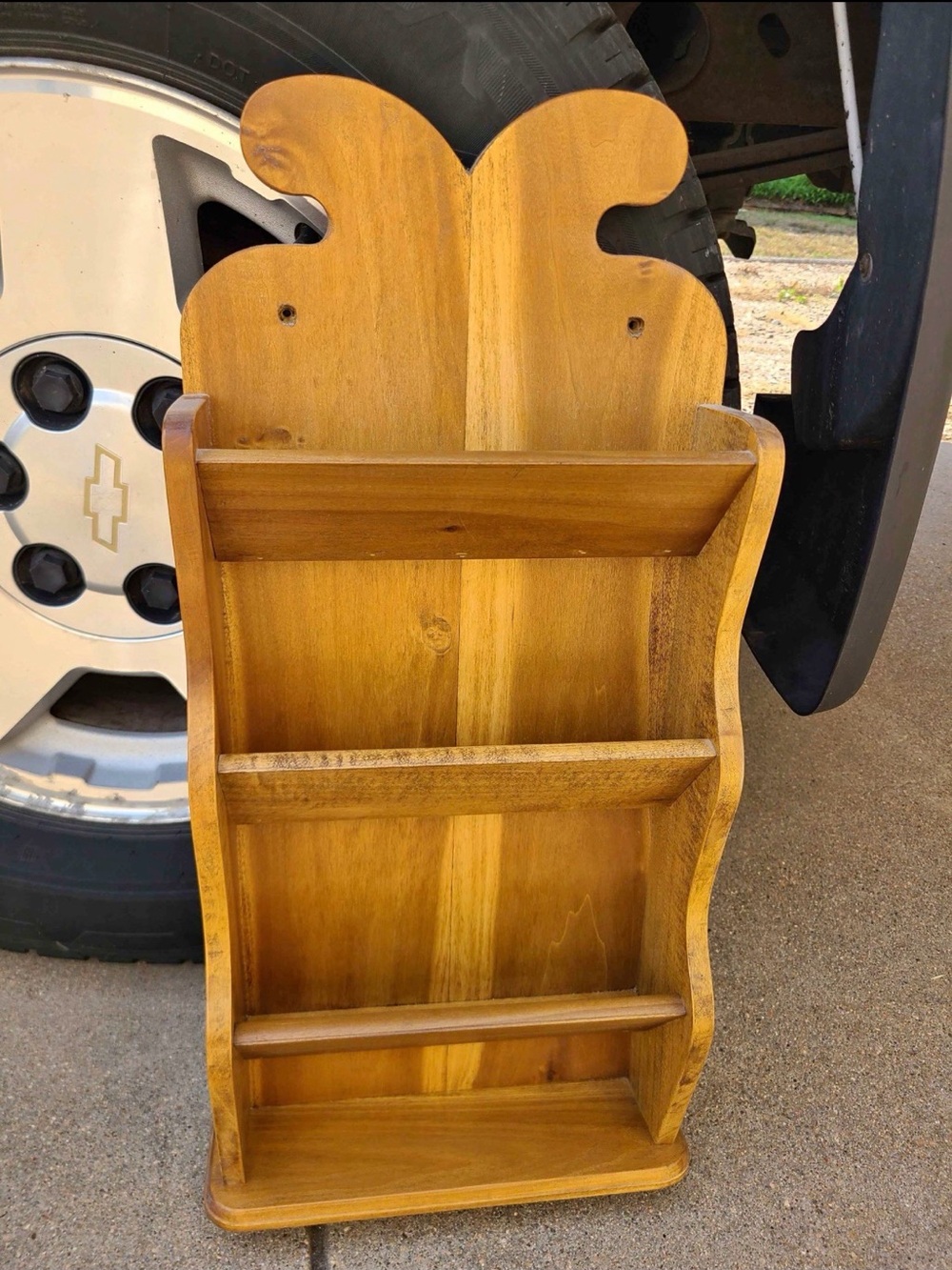 Vintage Solid Wood Wall Mail Organizer | Rustic Oak Hanging Letter Rack